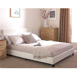 Bugi King Size Bed In A Box White Faux Leather