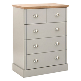 Kendal Grey & Oak Chest Of 5 Drawers