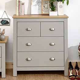Lancaster Grey & Oak Chest of 4 Drawers