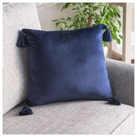 Navy blue tassel cushion