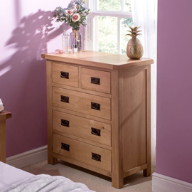 Cotswold Oak Chest Of 5 Drawers