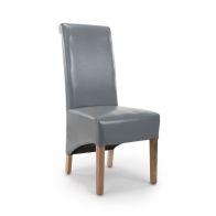 See more information about the Pair of Classic Roll Back Dining Chairs Wood & Faux Leather Grey