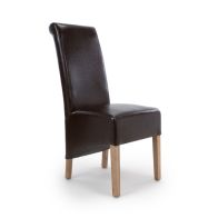 See more information about the Pair of Classic Roll Back Dining Chairs Wood & Faux Leather Brown