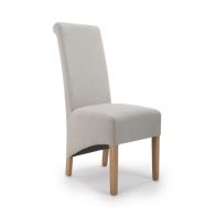 See more information about the Pair of Classic Roll Back Dining Chairs Wood & Fabric Light Grey