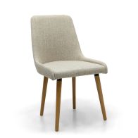 See more information about the Pair of Essentials Dining Chairs Wood & Fabric Natural Flax Effect