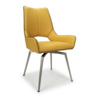 See more information about the Pair of Contemporary Swivel Dining Chairs Metal & Faux Leather Yellow