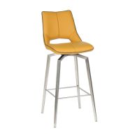 See more information about the Contemporary Bar Stool Metal Tripod Legs - Faux Leather Yellow