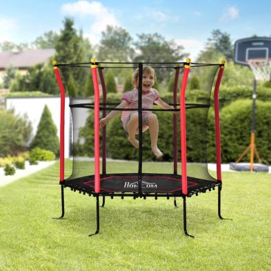 Homcom 5.2FT / 63 Inch Kids Trampoline With Enclosure Net Mini Indoor Outdoor Trampolines for Child... from Cherry Lane Garden Centres