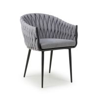 See more information about the Pair of Contemporary Dining Chairs Metal & Braided Fabric Grey
