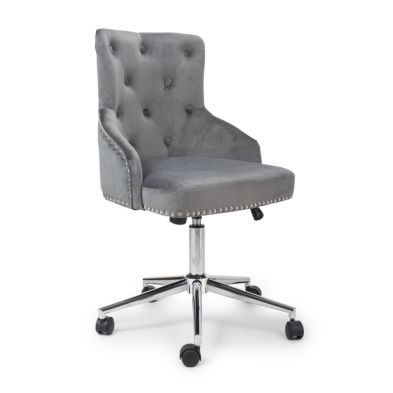 See more information about the Button Back Bar Stool Adjustable Height - Grey Faux Leather