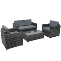 See more information about the Outsunny 4 Pieces Wicker Steel Rattan Sofa Set Garden Chair Seat Furniture Patio Grey