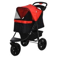 See more information about the Pawhut Oxford Cloth Folding 3-Wheel Pet Stroller Dog Trolley Red/Black