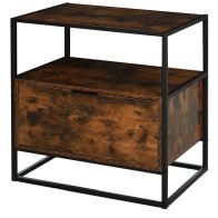 See more information about the Homcom Industrial-Style Side Table W/ Drawer Open Shelf Steel Frame Large Base Two-Tone Retro Stylish Home Furniture Bedroom Living Room