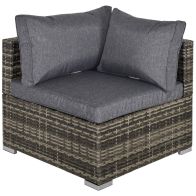 See more information about the Outsunny Pe Rattan Wicker Corner Sofa Garden Furniture Single Sofa Chair With Cushions Deep Grey