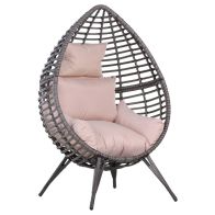 See more information about the Outsunny Outdoor Egg Chair Pe Rattan Teardrop Chair With Full-Body Soft Padded Cushion Grey