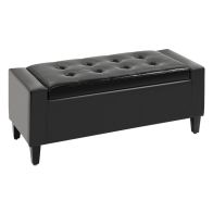 See more information about the Homcom PU Leather Storage Ottoman Bench Storage Chest Tufted Ottoman Cube w/ Flipping Top 92L x 40W x 40H cm Black
