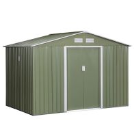 See more information about the Corrugated 9 x 6' Double Door Reverse Apex Garden Shed With Ventilation Steel Green by Steadfast