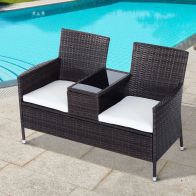 See more information about the Outsunny 2-Seater Rattan Chair Furniture Set With Middle Tea Table-Brown