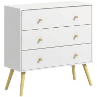 See more information about the Homcom Chest Of Drawers 3-Drawer Storage Organiser Unit With Wood Legs For Bedroom Living Room White