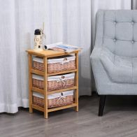 See more information about the Homcom 3-Drawer Storage Wicker Basket Shelf Unit Wooden Frame Home Organisation Cabinet 58x40cm