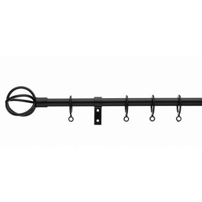 Black Curtain Pole With Cage Finials120-210cm