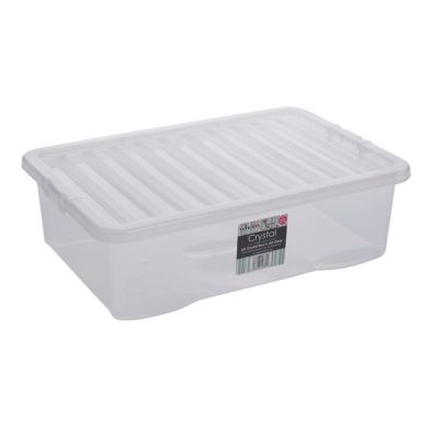 32L Wham Crystal Stacking Plastic Storage Clear Box & Clip Lid