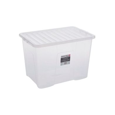 80L Wham Crystal Stacking Storage Clear Box & Clip Lid