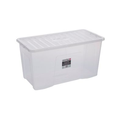 110L Wham Crystal Stacking Storage Clear Box & Clip Lid