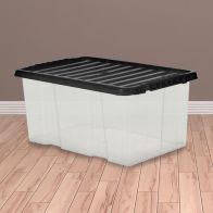 See more information about the 7L TML Stacking Plastic Storage Box Clear & Black Clip Lid