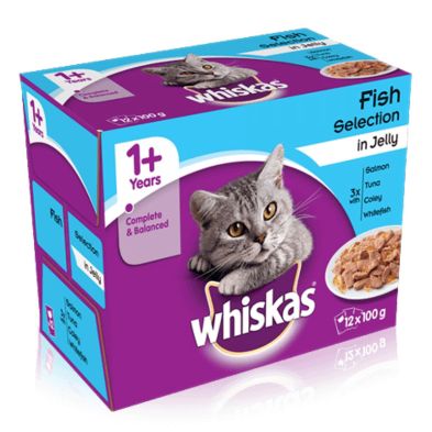 12 x 100g Pouch Whiskas Fish Selection In Jelly