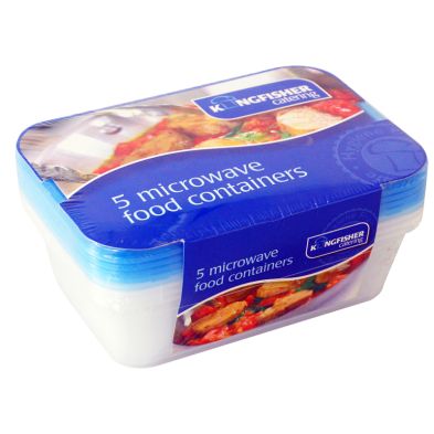 Kingfisher Microwave Containers Blue Lids (Pack 5)