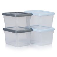 See more information about the 1.5L Pack of 4 Wham Stacking Plastic Storage Clear Box & Assorted Lids