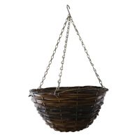 See more information about the 12 Inch African Hanging Basket - Two Tone Rattan Design