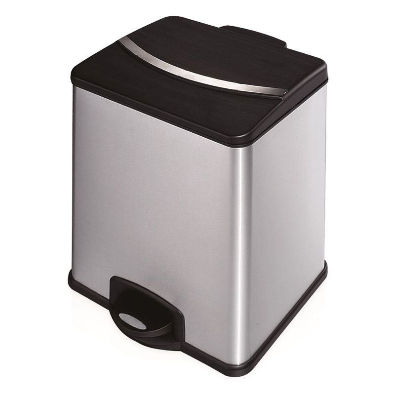 Stainless Steel Bin Peddle Lid 36 Litres - Silver & Black Essentials by Kitchen Collection
