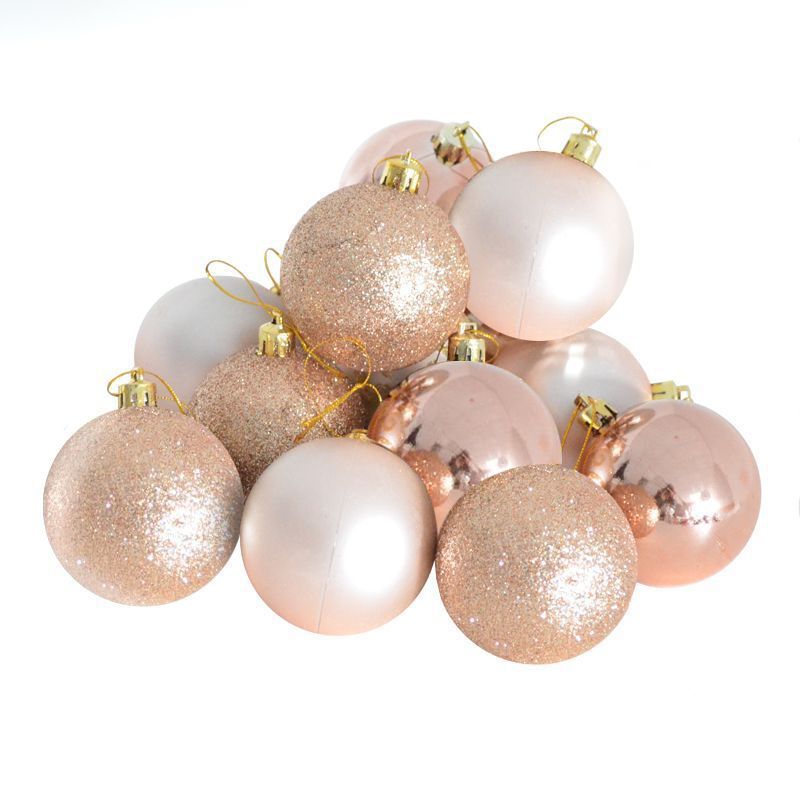 35 Pack of 6cm Christmas Tree Baubles Rose Gold