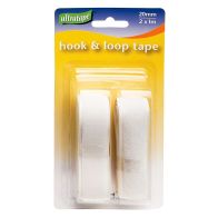 Ultratape White Hook & Loop Tape 2 Lengths 1 metre x 20mm Wide - White