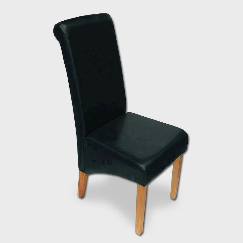 London Dining Chair Wood & Faux Leather Black