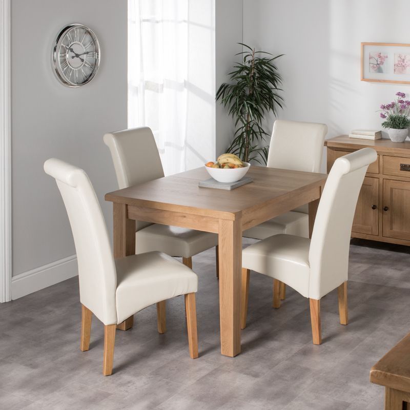 Buy Cotswold Oak Dining Table Set With 4 Cream London Wave Back Chairs Online At Cherry Lane