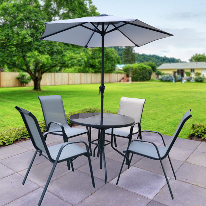 Grown Up Patio Set with 4 Chairs and Umbrella 
