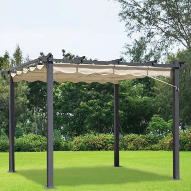 Garden Gazebo by Croft with a 3 x 3M Pergola Beige Canopy