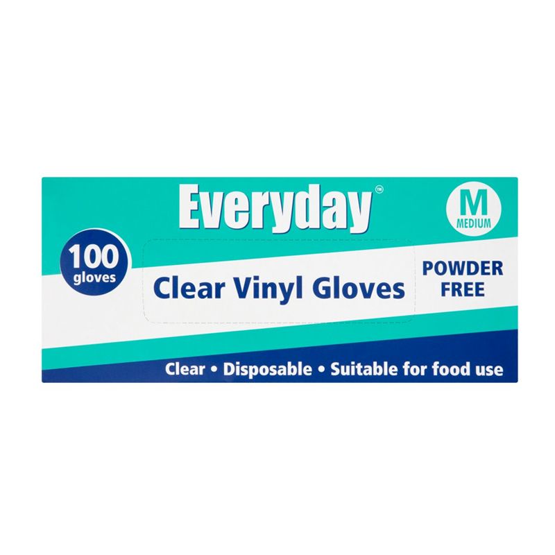 Everyday Disposable Clear Vinyl Gloves - Medium 100 per pack