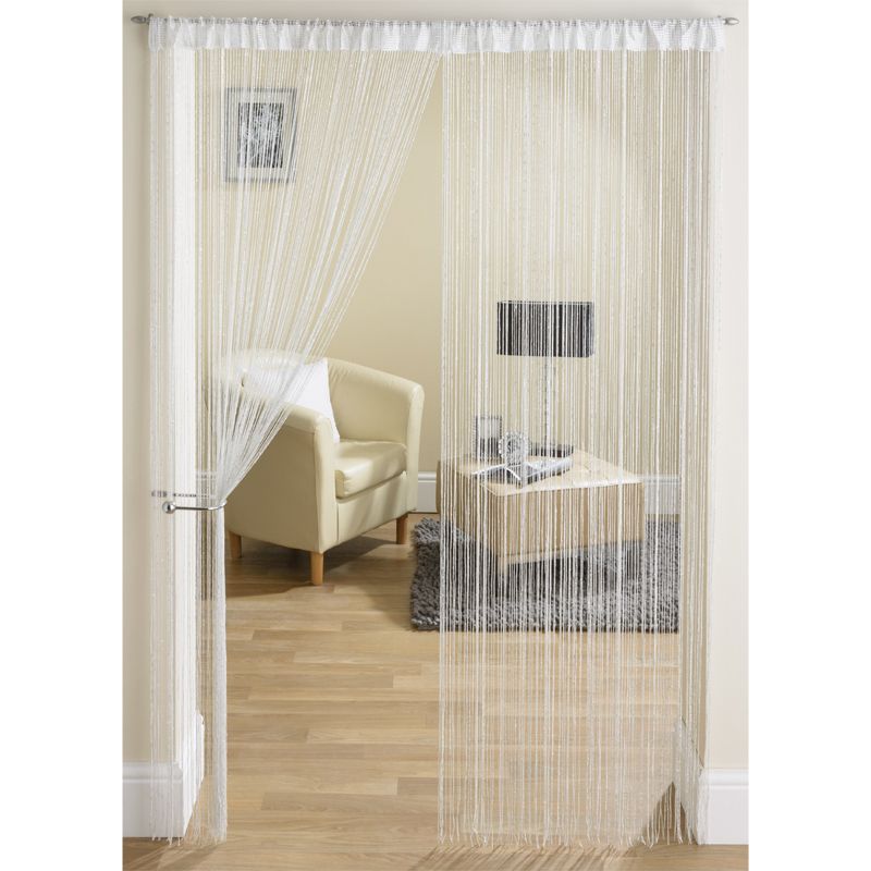 White & Silver String Door Curtain 90 x 200cm