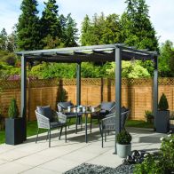 See more information about the Croft 3m x 3m Charcoal Pergola Summer Garden Gazebo