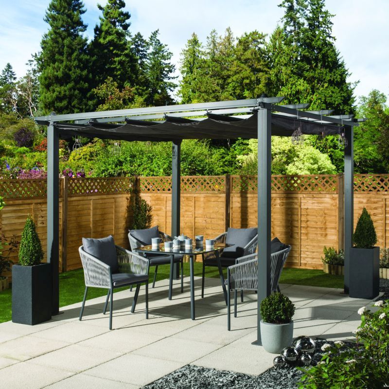 Premium Aluminium Garden Gazebo 3x3m by Croft with a Charcoal Canopy