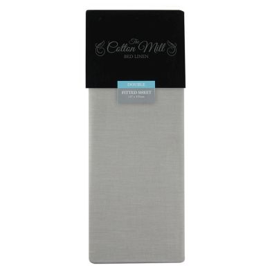 Cotton Mill Silver Double Poly Cotton Fitted Sheet