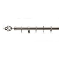Universal Satin Steel Curtain Pole With Cage Finials 16/19mm 120-200cm