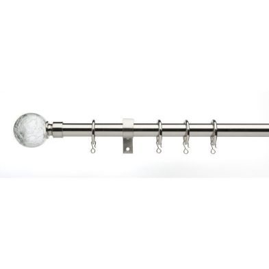 Universal Satin Steel Curtain Pole With Crack Glass Finials 16/19m