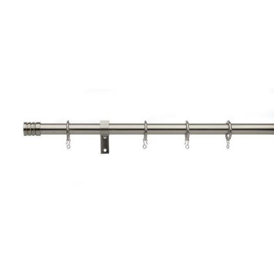 Universal Satin Steel Curtain Pole With Barrel Finials 16/19mm 180-320