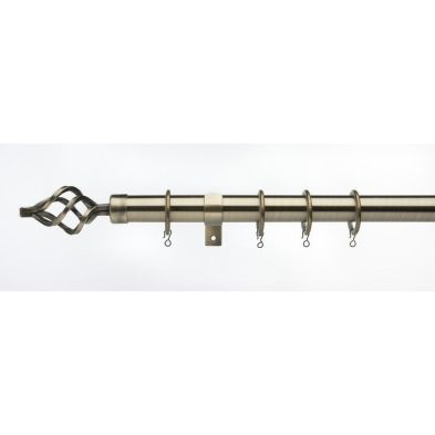 Universal Curtain Pole With Brass Cage Finials 25/28mm 180-320cm