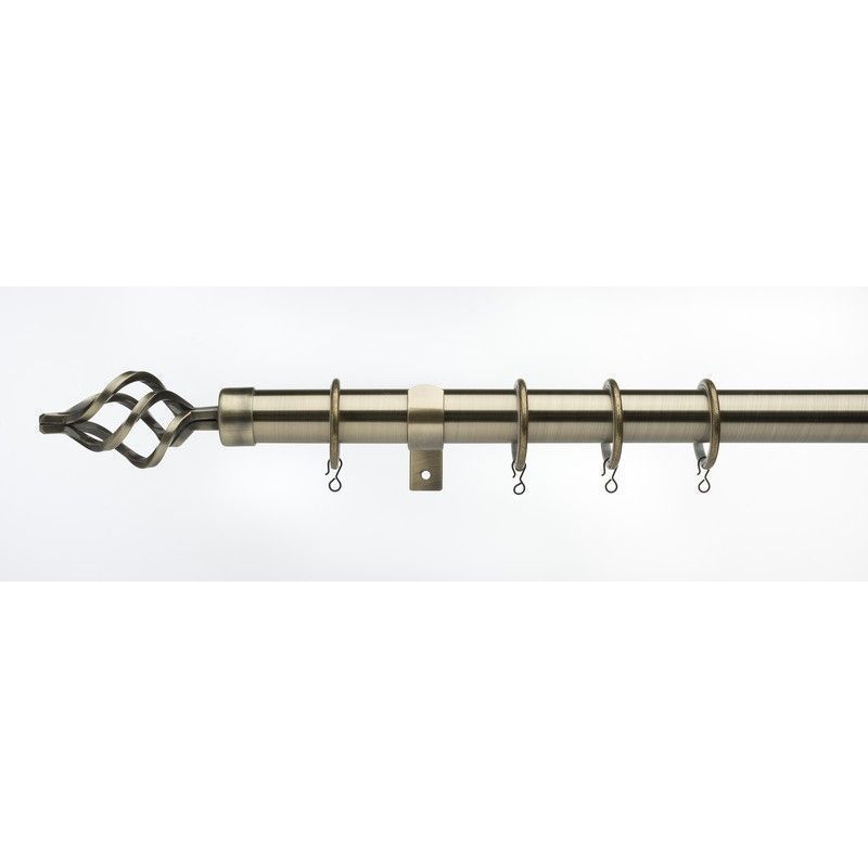 Universal Curtain Pole With Brass Cage Finials 25/28mm 120-200cm
